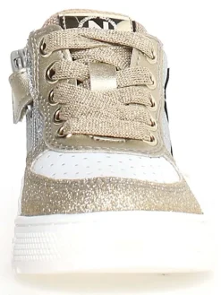 Leder-Sneakers "Hess" in Silber/ Gold
