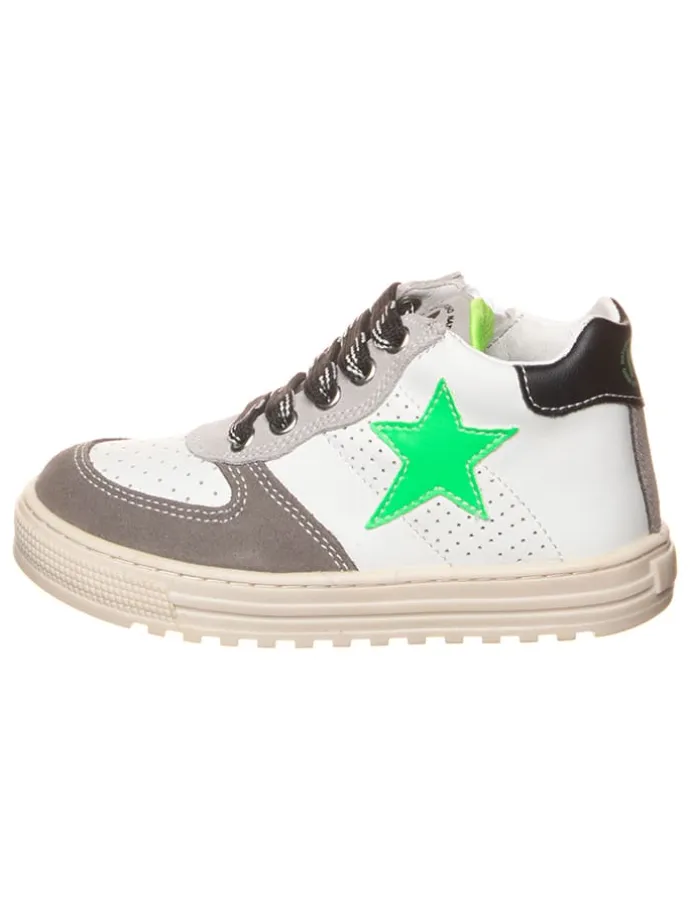 Leder-Sneakers "Hess" in Weiß/ Grau