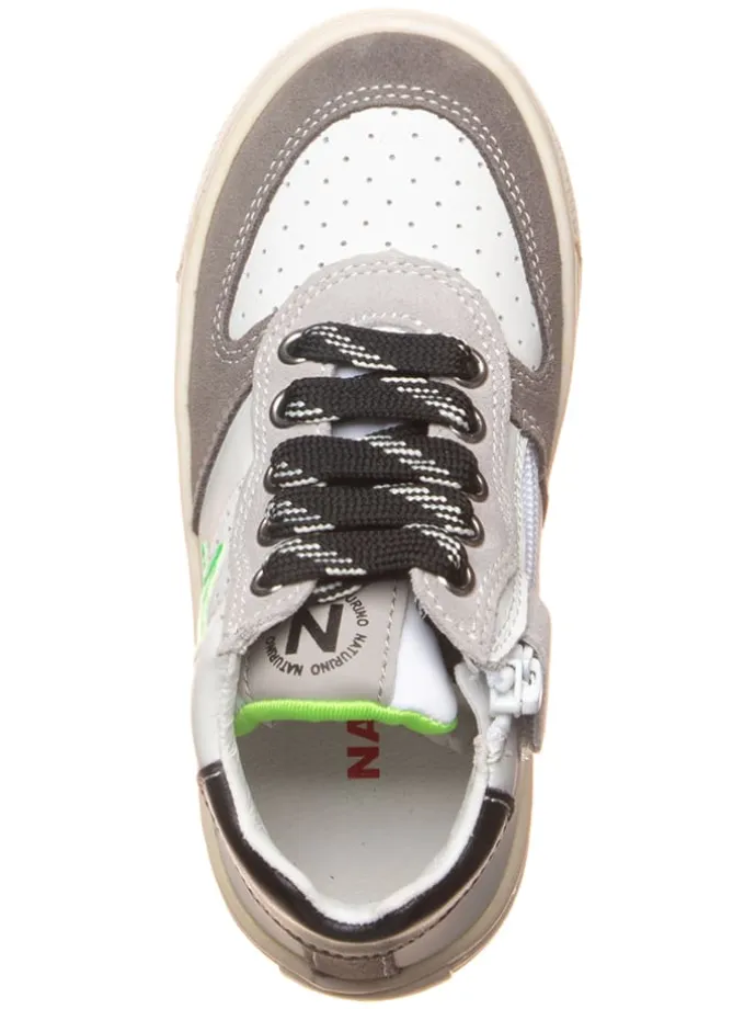 Leder-Sneakers "Hess" in Weiß/ Grau