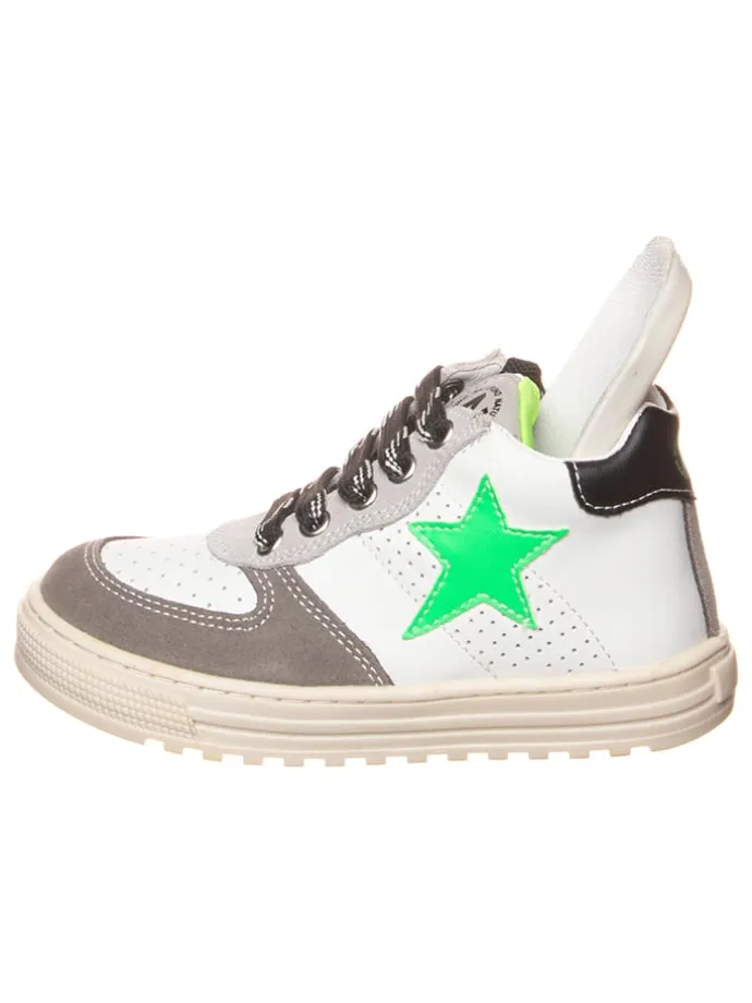 Leder-Sneakers "Hess" in Weiß/ Grau