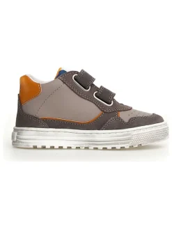 Leder-Sneakers in Anthrazit/ Orange