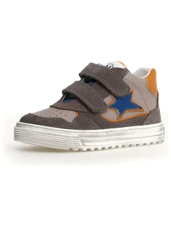Leder-Sneakers in Anthrazit/ Orange