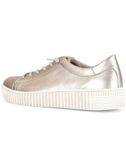 Leder-Sneakers in Beige