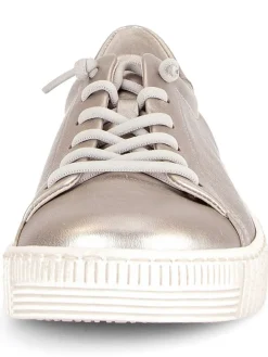Leder-Sneakers in Beige
