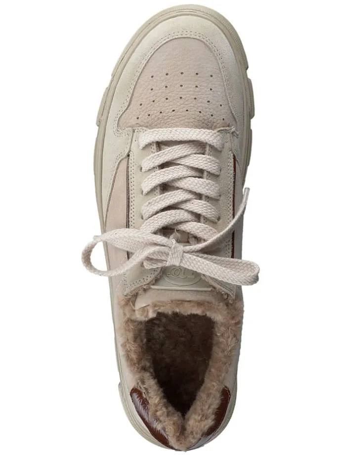 Leder-Sneakers in Beige