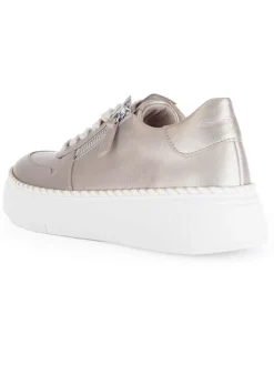 Leder-Sneakers in Beige