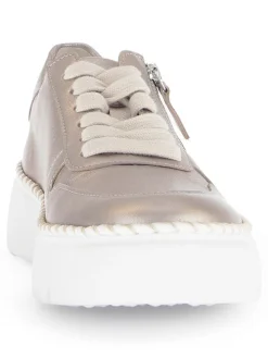 Leder-Sneakers in Beige
