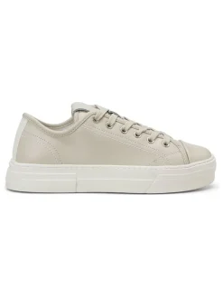 Leder-Sneakers in Beige