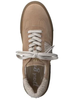 Leder-Sneakers in Beige