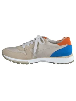 Leder-Sneakers in Beige/ Blau