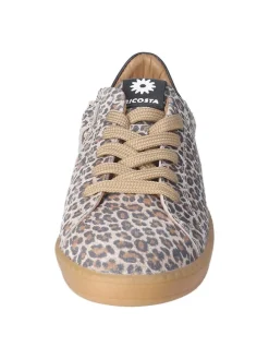 Leder-Sneakers in Beige/ Braun