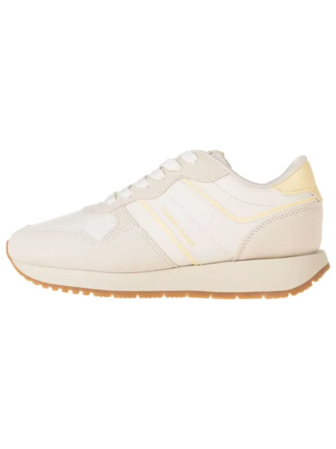 Leder-Sneakers in Beige/ Gelb