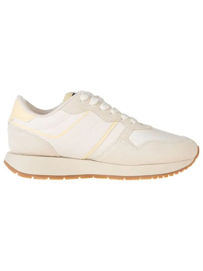 Leder-Sneakers in Beige/ Gelb