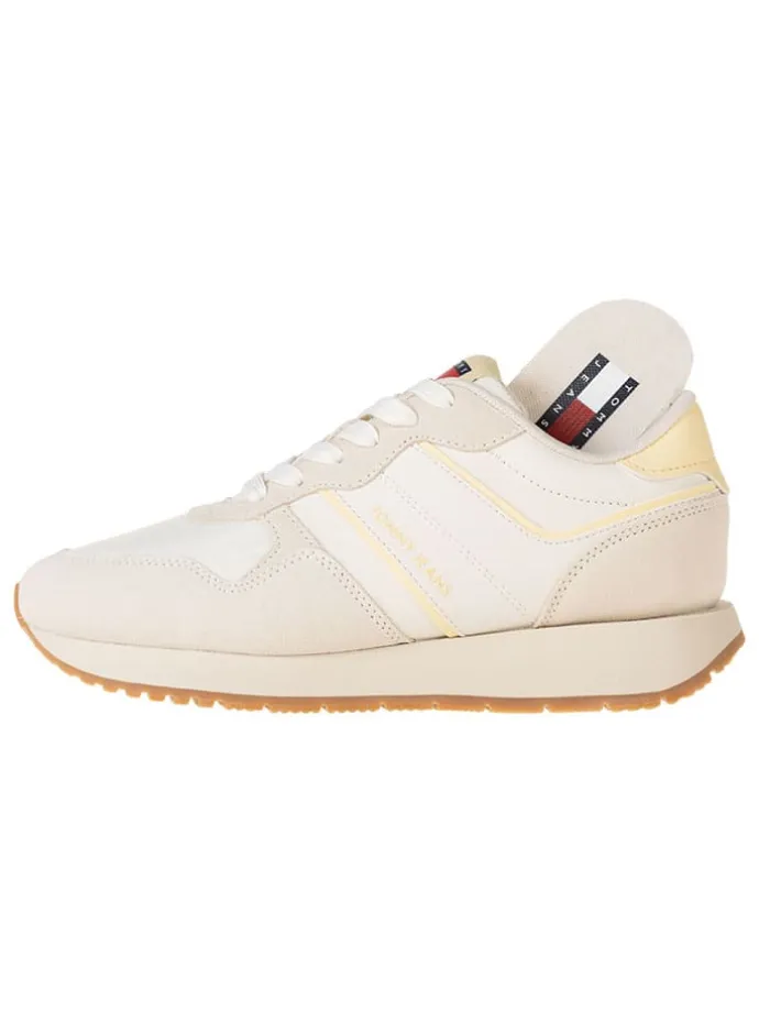 Leder-Sneakers in Beige/ Gelb