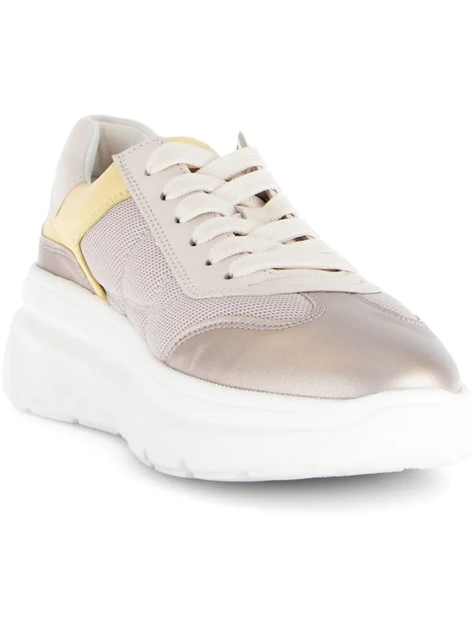 Leder-Sneakers in Beige/ Gelb