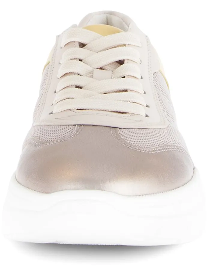 Leder-Sneakers in Beige/ Gelb