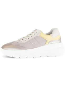 Leder-Sneakers in Beige/ Gelb