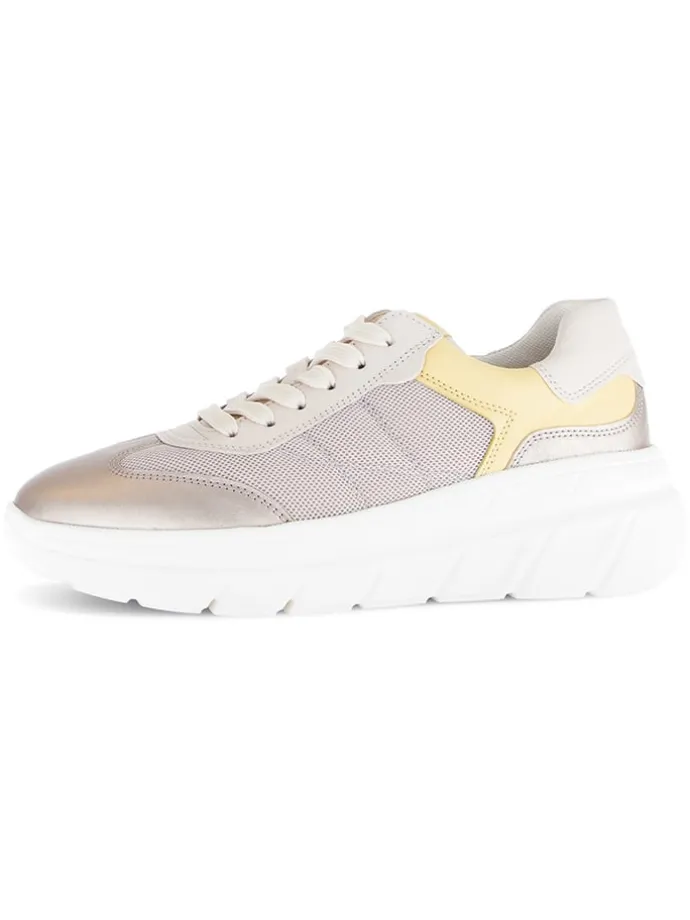 Leder-Sneakers in Beige/ Gelb