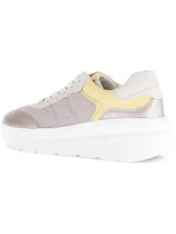 Leder-Sneakers in Beige/ Gelb
