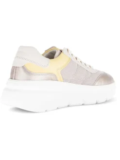 Leder-Sneakers in Beige/ Gelb