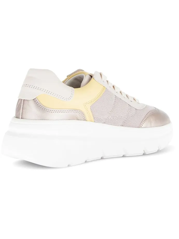 Leder-Sneakers in Beige/ Gelb