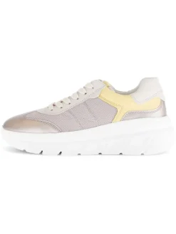 Leder-Sneakers in Beige/ Gelb