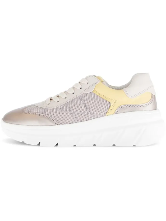Leder-Sneakers in Beige/ Gelb