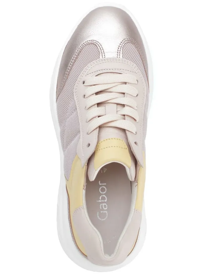 Leder-Sneakers in Beige/ Gelb