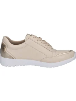 Leder-Sneakers in Beige/ Gold