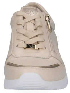 Leder-Sneakers in Beige/ Gold