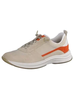 Leder-Sneakers in Beige/ Orange