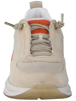 Leder-Sneakers in Beige/ Orange
