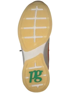 Leder-Sneakers in Beige/ Orange