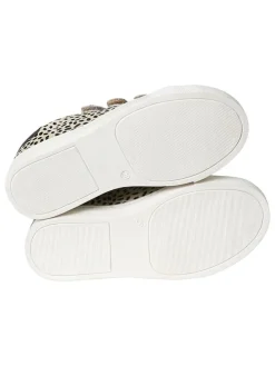 Leder-Sneakers in Beige/ Schwarz