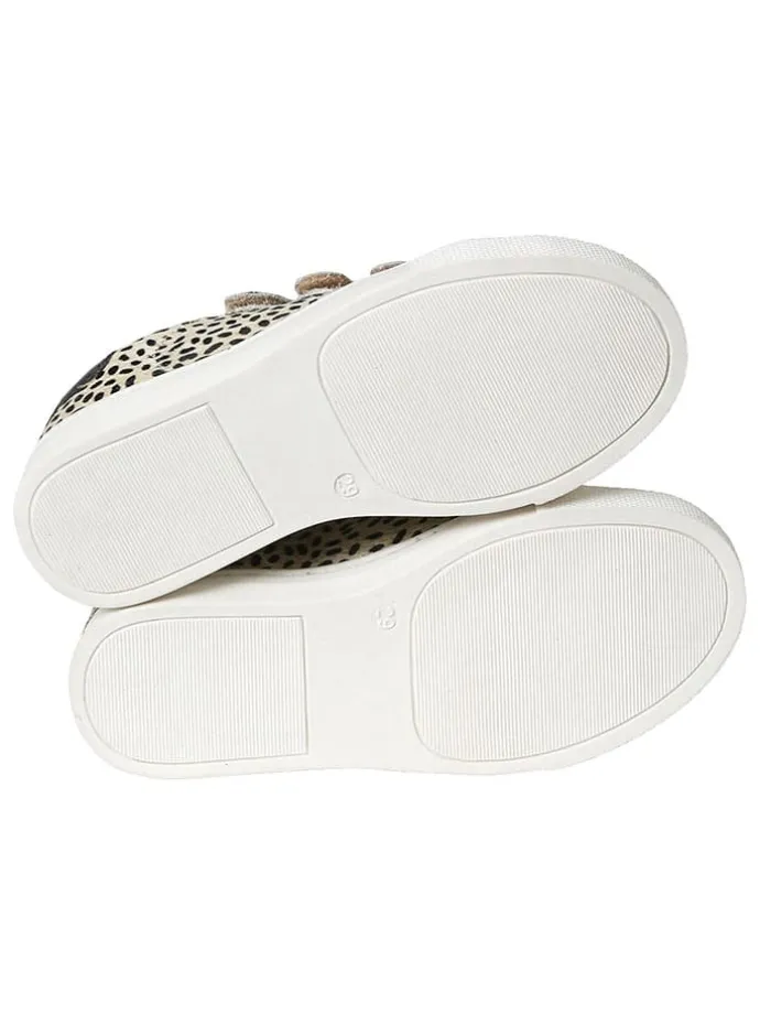 Leder-Sneakers in Beige/ Schwarz