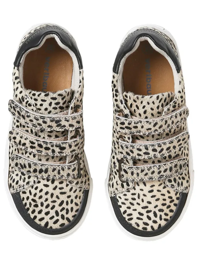 Leder-Sneakers in Beige/ Schwarz