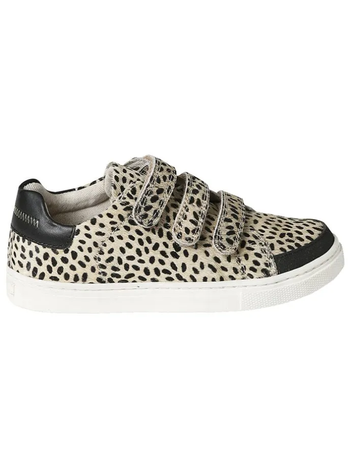 Leder-Sneakers in Beige/ Schwarz