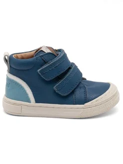 Leder-Sneakers in Blau/ Hellblau/ Weiß
