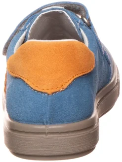Leder-Sneakers in Blau/ Orange