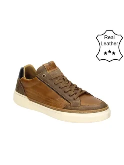 Leder-Sneakers in Cognac