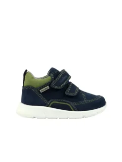 Leder-Sneakers in Dunkelblau