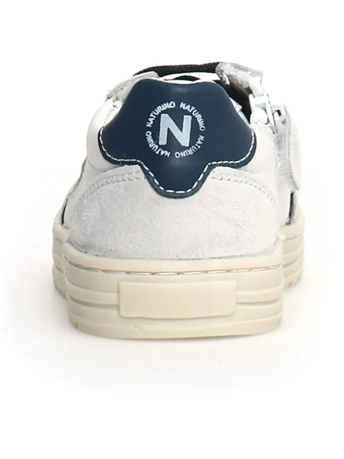 Leder-Sneakers in Dunkelblau/ Weiß