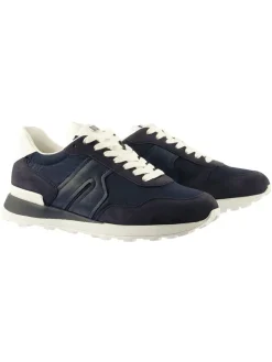 Leder-Sneakers in Dunkelblau
