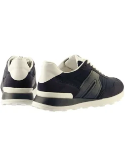 Leder-Sneakers in Dunkelblau