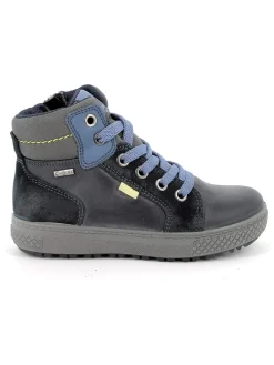 Leder-Sneakers in Dunkelblau