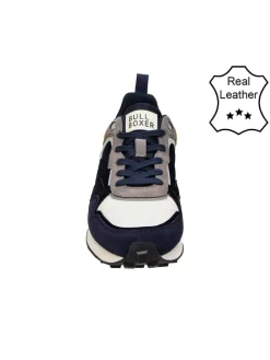 Leder-Sneakers in Dunkelblau