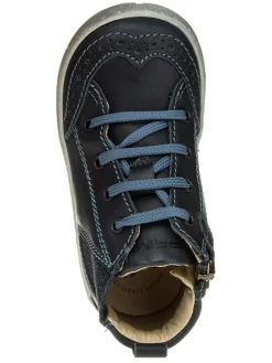 Leder-Sneakers in Dunkelblau