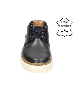 Leder-Sneakers in Dunkelblau