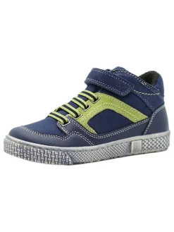 Leder-Sneakers in Dunkelblau