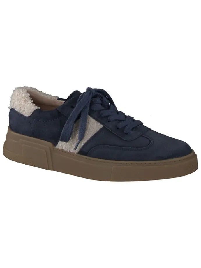 Leder-Sneakers in Dunkelblau